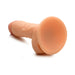 Realistic 7-inch flesh-toned dildo with suction cup base and attached balls, designed for versatile use.