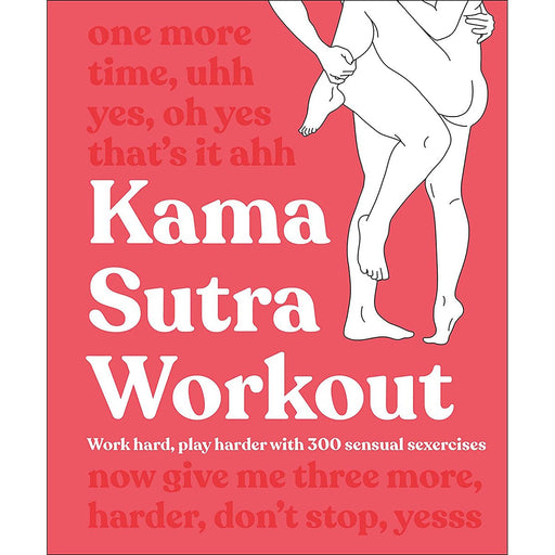 Cover of Kama Sutra Workout book featuring a minimalist illustration of a couple and bold white text on a red background.