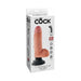 Packaging of King Cock 7-inch realistic vibrating dildo with posable shaft and suction cup base in beige color.
