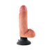 Beige realistic 7-inch vibrating dildo with textured shaft, lifelike balls, and black suction cup base.