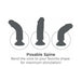Illustration showing a posable vibrating dildo bent into three different shapes for customizable stimulation.