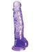Clear purple 8-inch realistic textured adult toy with suction base and detailed design.