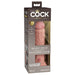 King Cock Elite 8-inch dual-density silicone dildo in packaging, strap-on compatible with suction base and Body Dock compatibility.