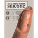 Cross-section illustration of dual-density silicone dildo showing silky soft outer skin and ultra stiff inner shaft.