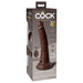 Packaging of King Cock Elite 7-inch vibrating dual-density silicone dildo with remote in dark brown color.