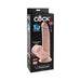 Packaging of King Cock Plus 8-inch triple density realistic dildo with swinging balls and suction base.