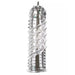Clear textured Orgasma sleeve with spiral ribs and raised nubs for enhanced stimulation, made of stretchy, skin-safe rubber.