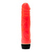 Pink realistic vibrator with veined texture and black multi-speed control dial at the base.