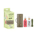 La Nua gift bag set with green ultra bullet vibrator, watermelon mint lube, toy cleaning mist, and olive travel case.
