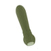 Olive green sleek bullet vibrator with rounded tip and control buttons at the base.