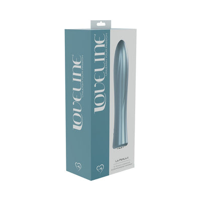 Blue La Peria II vibrator in sleek packaging with Loveline branding and product features visible.