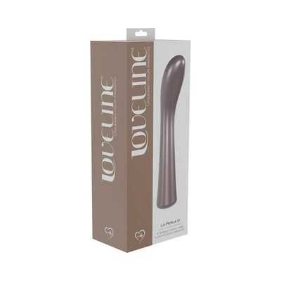 Packaging box of La Peria III Gspot vibrator in sleek taupe and white design with product image and branding visible