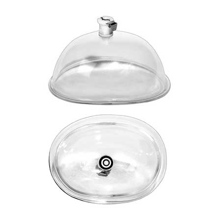 Clear acrylic LA Pump Pussy Pump Small with vacuum valve, designed for comfortable and effective intimate use.