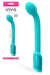 Turquoise Inya Oh My G rechargeable G-spot vibrator with flexible curved shaft and bulbous head displayed with packaging.