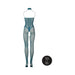 Ocean deep blue fishnet and lace bodystocking with halter neck and open crotch, fits sizes XS to XL.