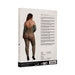 Packaging of Le Desir Lace Long-sleeved Bodystocking in midnight green showing back view of model wearing the lace bodystocking with open shoulder design.