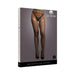 Packaging of Le Desir shredded suspender pantyhose in midnight green with garter straps shown on model legs