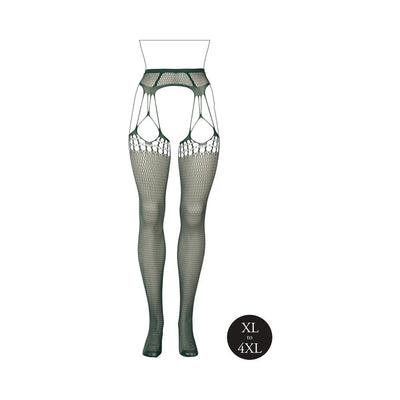 Le Desir Shredded Suspender Pantyhose Midnight Green