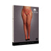 Queen size Le Desir suspender pantyhose in sunset glow with strappy waist and open crotch design on packaging.