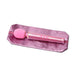 Pink glitter Le Wand Petite massager with matching glitter travel pouch on white background