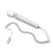 Le Wand All That Glimmers Petite wand vibrator in glittery silver with coiled USB charging cable on white background.