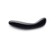 Sleek black obsidian curved crystal wand with a smooth, bulbous tip designed for targeted G-spot stimulation.
