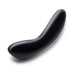 Sleek black obsidian curved crystal wand with a bulbous tip designed for precise G-spot stimulation.