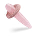 Pink crystal slim wand with textured silicone ring for external stimulation, designed for beginner-friendly use.