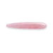 Smooth pink rose quartz crystal wand with a slim, tapered shape for gentle massage and self-care.