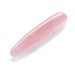 Smooth pink crystal wand with tapered tip and rounded base on white background