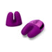 Le Wand Double Vibe in purple with smooth and textured silicone sleeves, featuring control buttons on a glossy base.