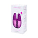 Packaging box of Le Wand Double Vibe twin motor rechargeable vibrator in purple and pink tones.