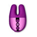 Compact purple Le Wand Double Vibe with dual flexible ears and three control buttons on a reflective surface.
