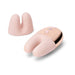 Le Wand Double Vibe in soft pink with smooth silicone body and textured silicone sleeve attachment shown side by side.