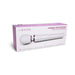 Le Wand Powerful Petite Plug-In Vibrating Massager in white with pink accents shown on packaging box.