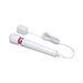 Le Wand Powerful Petite Plug-in massager in white with flexible neck, control buttons, and long attached power cord.
