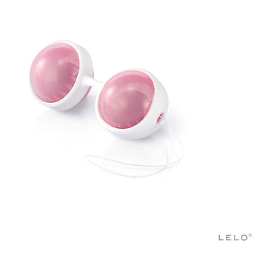 Lelo Beads Plus in pink and white with a connecting string, designed for pelvic floor training and enhanced pleasure.