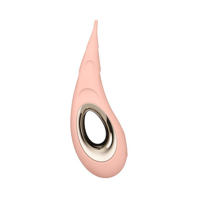 Lelo Dot Cruise clitoral vibrator in soft pink with ergonomic loop handle and sleek gold accent.