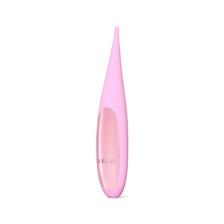 Pink LELO Dot Travel clitoral stimulator with a sleek, tapered silicone design and glossy accent panel.
