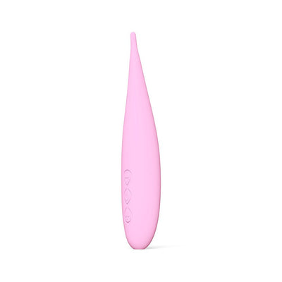 Pink Lelo Dot Travel clitoral stimulator with slim, tapered silicone tip and three control buttons on the side.