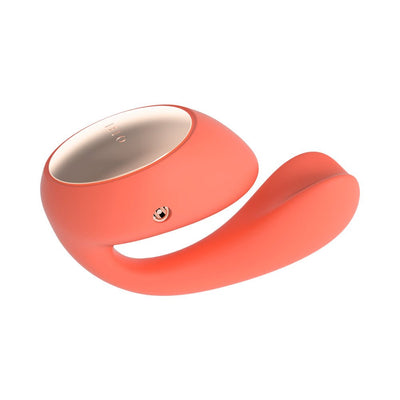 Coral-colored Lelo Ida Wave dual stimulator with smooth silicone finish and rose gold accent panel.