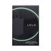 Lelo Massage Candle box in black with green circle accent, Snow Pear & Cedarwood scent, 150g size.