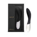 Lelo Mona Wave black and white ergonomic G-spot massager with packaging box on white background.
