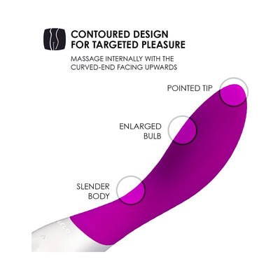 Purple Lelo Mona Wave with contoured design featuring pointed tip, enlarged bulb, and slender body for targeted internal massage.