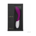 Purple and white Lelo Mona Wave G-spot massager in black branded packaging box.