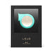 Lelo Sila Cruise sonic clitoral massager in aqua with silver center displayed in black branded packaging box.