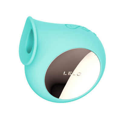 Lelo Sila Cruise sonic clitoral massager in aqua with smooth silicone body and reflective silver accent panel.