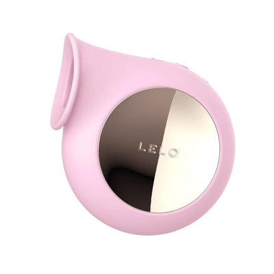 Pink Lelo Sila Cruise sonic clitoral massager with a smooth silicone body and reflective gold-tone circular accent.