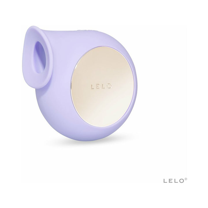Lelo Sila rechargeable clitoral massager in soft lilac with gold accent and ergonomic design.