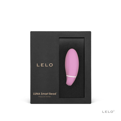 LELO Luna Smart Bead pleasure trainer in pink displayed in sleek black packaging with gold lettering